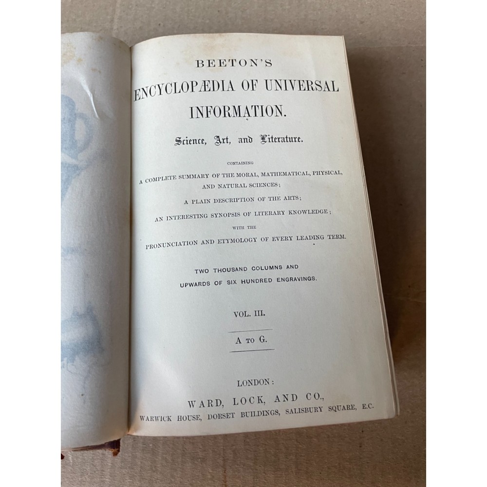 Beeton's Universal Info Vol. v.3 - Vintage Torn Book